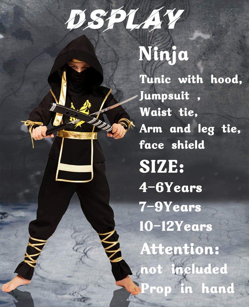 DSplay Boys Golden Dragon Ninja Cosplay Halloween Costumes (7-9Y) - Image 2